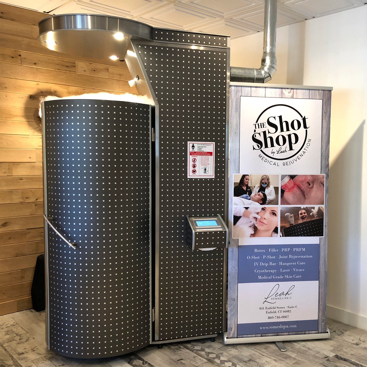 Cryotherapy chamber at The Shot Shop Medical Spa
